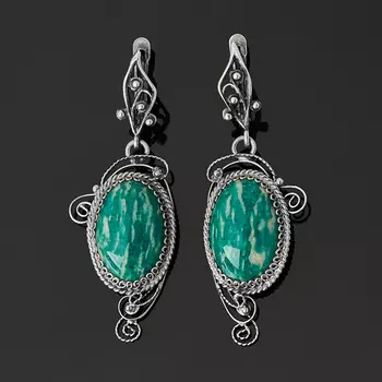 Серьги амазонит (нейзильбер)