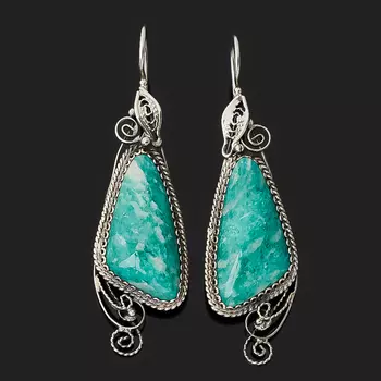 Серьги амазонит (нейзильбер)