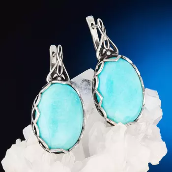 Серьги амазонит (серебро 925 пр.)