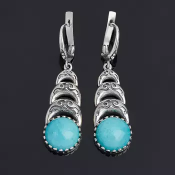 Серьги амазонит (серебро 925 пр. оксидир.)