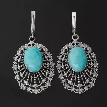 Серьги амазонит (серебро 925 пр. оксидир.)