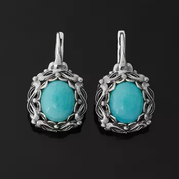 Серьги амазонит (серебро 925 пр. оксидир.)