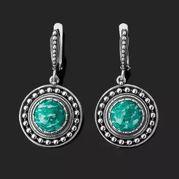Серьги амазонит (серебро 925 пр. оксидир.)