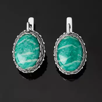 Серьги амазонит (серебро 925 пр. оксидир.)