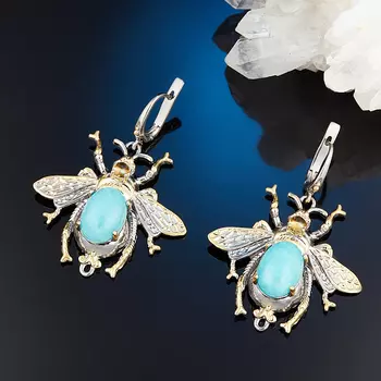 Серьги амазонит (серебро 925 пр. позолота, родир. сер.)