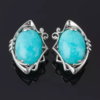 Серьги амазонит (серебро 925 пр. родир. бел.)
