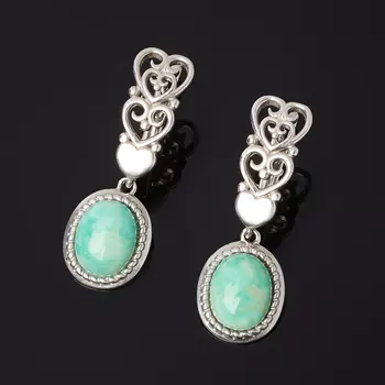 Серьги амазонит (серебро 925 пр. родир. бел.)