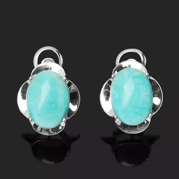 Серьги амазонит (серебро 925 пр. родир. бел.)