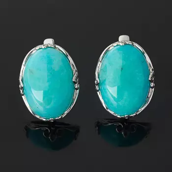 Серьги амазонит (серебро 925 пр. родир. бел.)