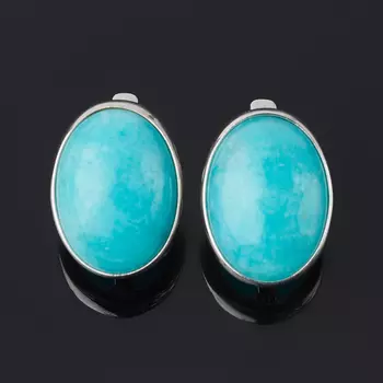 Серьги амазонит (серебро 925 пр. родир. бел.)