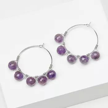 Серьги аметист (биж. сплав) огранка