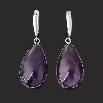 Серьги аметист (биж. сплав оксидир., нейзильбер)