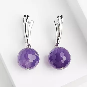 Серьги аметист (биж. сплав родир. бел.) огранка