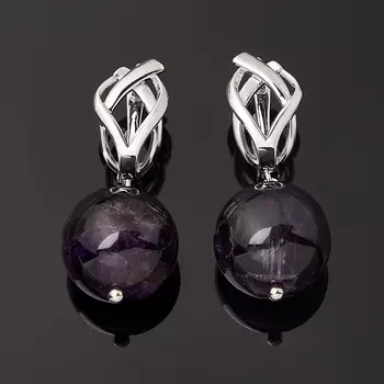 Серьги аметист (биж. сплав родир. бел.)