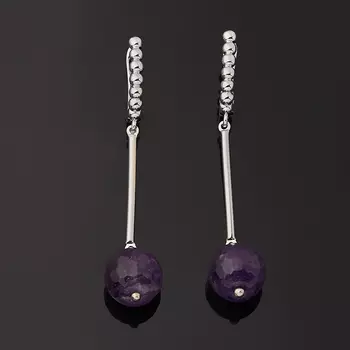 Серьги аметист (биж. сплав родир. бел.) огранка