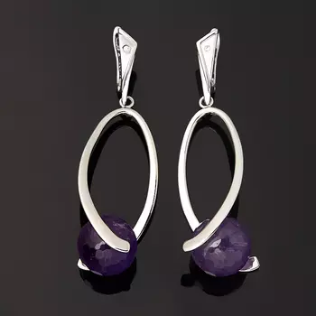 Серьги аметист (биж. сплав родир. бел.) огранка