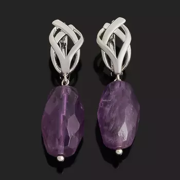 Серьги аметист (биж. сплав родир. бел.) огранка