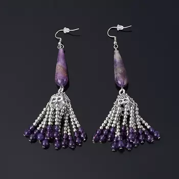 Серьги аметист (биж. сплав, сталь хир.)