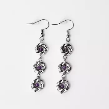 Серьги аметист (биж. сплав, сталь хир.) огранка