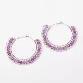 Серьги аметист (биж. сплав, сталь хир.) огранка