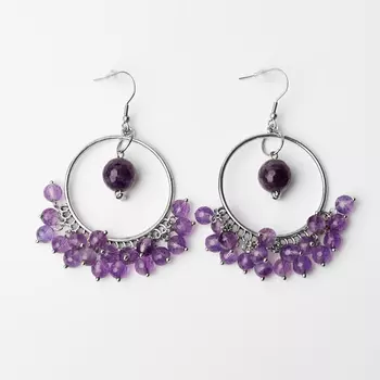 Серьги аметист (биж. сплав, сталь хир.) огранка