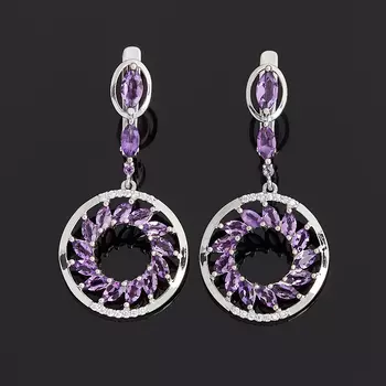 Серьги аметист огранка (серебро 925 пр.)