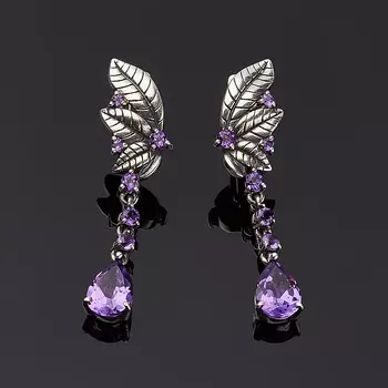 Серьги аметист огранка (серебро 925 пр.)
