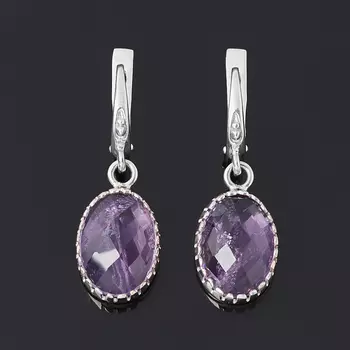 Серьги аметист (серебро 925 пр.) огранка