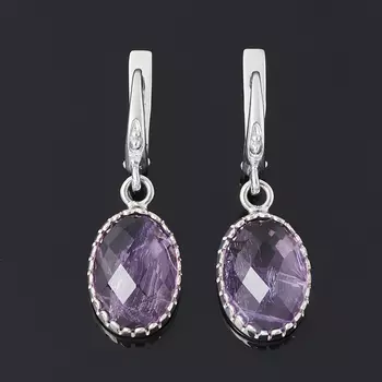 Серьги аметист (серебро 925 пр.) огранка