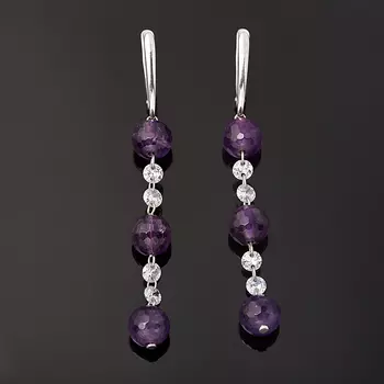 Серьги аметист (серебро 925 пр.) огранка