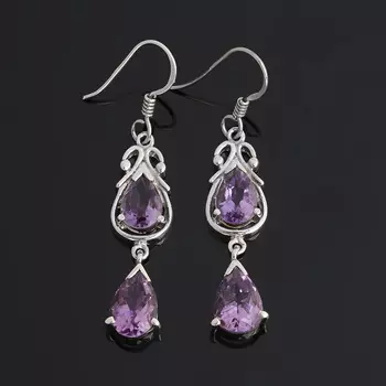 Серьги аметист (серебро 925 пр.) огранка