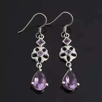 Серьги аметист (серебро 925 пр.) огранка