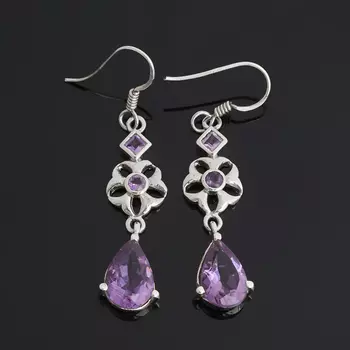 Серьги аметист (серебро 925 пр.) огранка