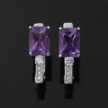 Серьги аметист (серебро 925 пр.) огранка