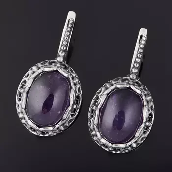 Серьги аметист (серебро 925 пр. оксидир.)