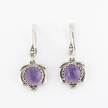 Серьги аметист (серебро 925 пр. оксидир.) огранка
