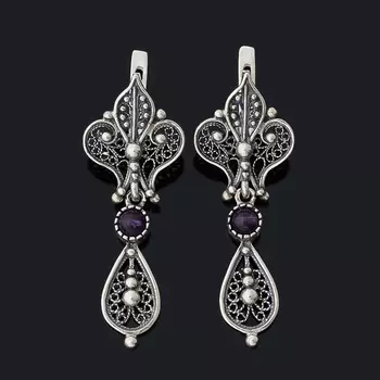 Серьги аметист (серебро 925 пр. оксидир.)