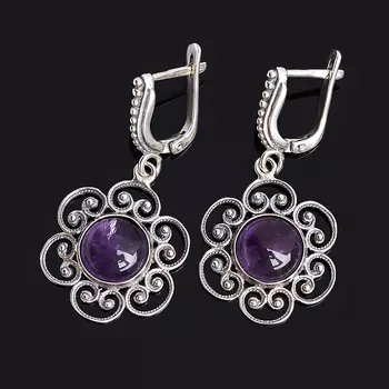 Серьги аметист (серебро 925 пр. оксидир.)
