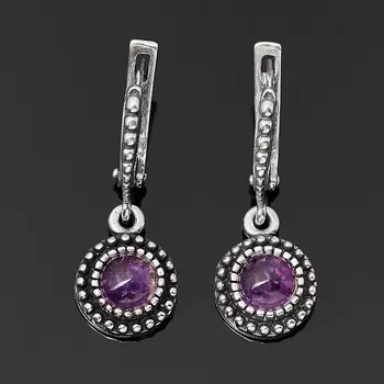Серьги аметист (серебро 925 пр. оксидир.)