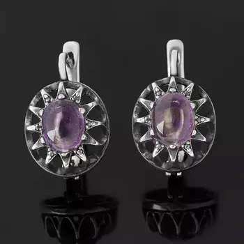 Серьги аметист (серебро 925 пр. оксидир.)