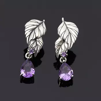 Серьги аметист (серебро 925 пр. оксидир.) огранка