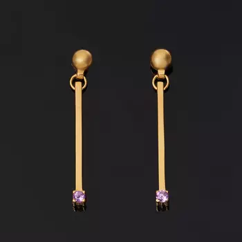 Серьги аметист (серебро 925 пр. позолота) пуссеты огранка