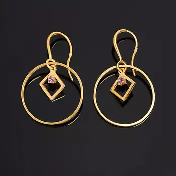 Серьги аметист (серебро 925 пр. позолота) огранка