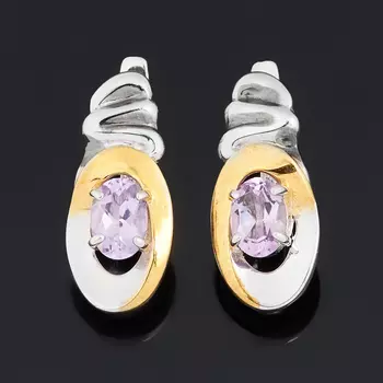 Серьги аметист (серебро 925 пр. позолота, родир. бел., родир. черн.) огранка