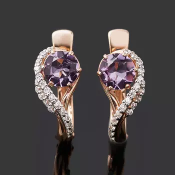 Серьги аметист (серебро 925 пр. позолота) огранка