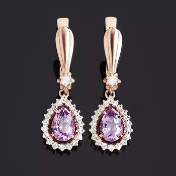 Серьги аметист (серебро 925 пр. позолота) огранка