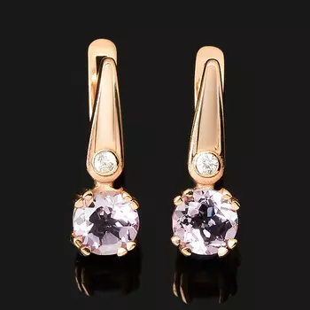 Серьги аметист (серебро 925 пр. позолота, родир. бел.) огранка