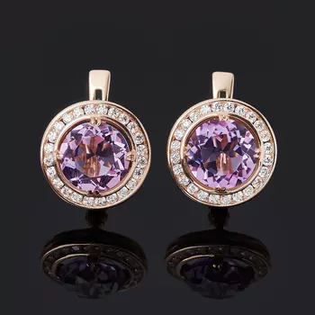 Серьги аметист (серебро 925 пр. позолота) огранка