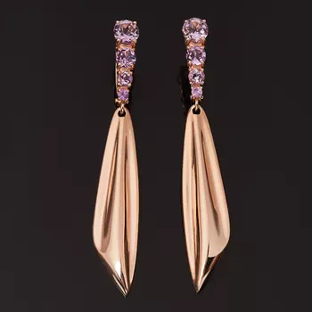 Серьги аметист (серебро 925 пр. позолота) огранка