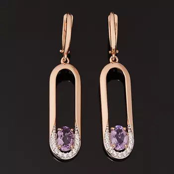 Серьги аметист (серебро 925 пр. позолота) огранка